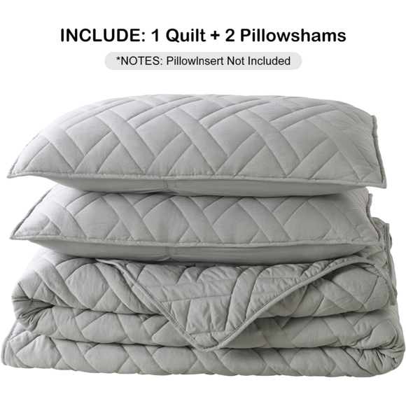 **SOLD**HORIMOTE HOME4 Quilt SET King Size Grey Classic Diamond Stitched Pattern - Picture 6 of 7